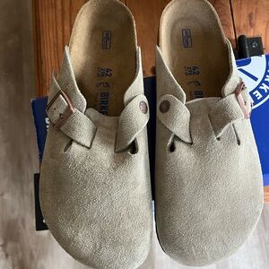 Birkenstock Kids Suede Slippers - Beige